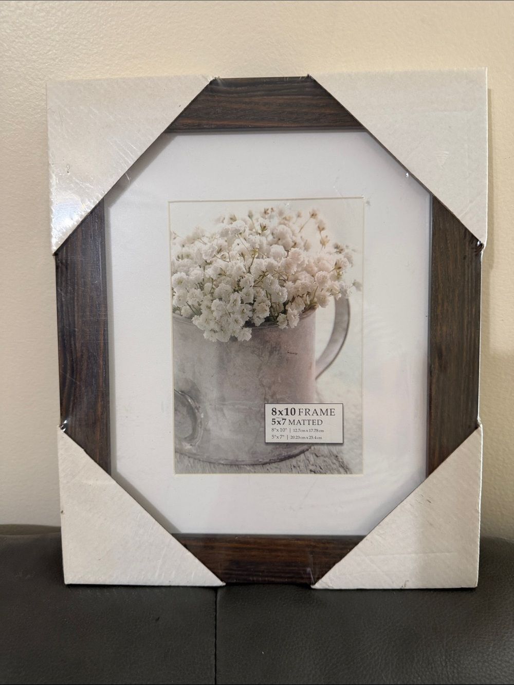 Brown White 8 x 10 Frame Matted 5 x 7 inches